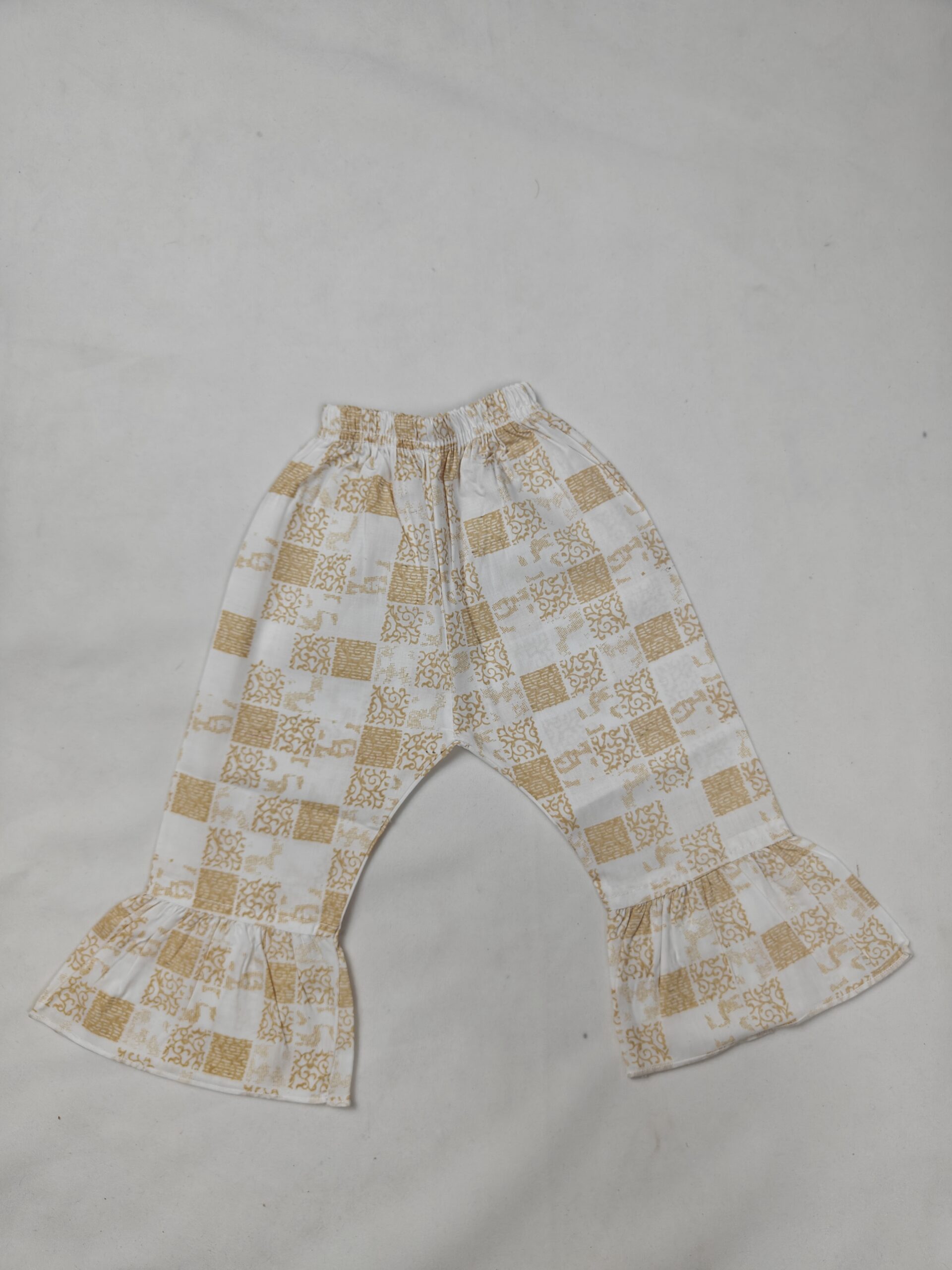 Brown Embroidered Frock and Patterned Trouser Set - Image 3