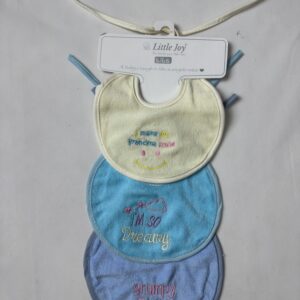 Little Joy Embroidered Baby Bibs - Set of 3 with Cute Sayings